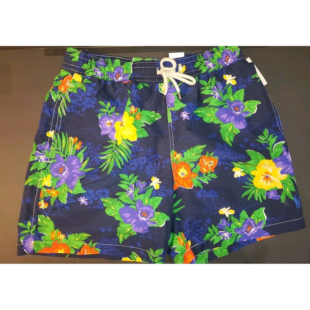 Polo Ralph Lauren‎ Mens Traveler Swim Shorts Blue Tropical Flower Size S